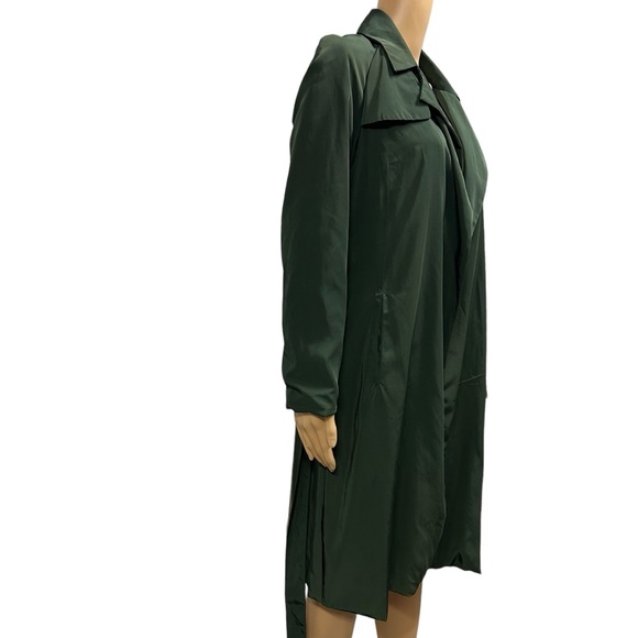 Zara Basic Green Belted Open Front Trench Coat with Pockets Womens XS - Picture 7 of 15